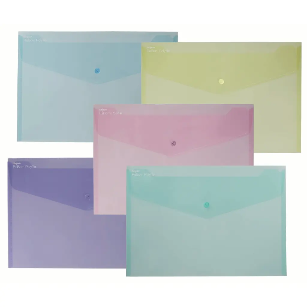 Snopake GRS ReBorn Polyfile Foolscap Pastel Asstd- 5 Files
