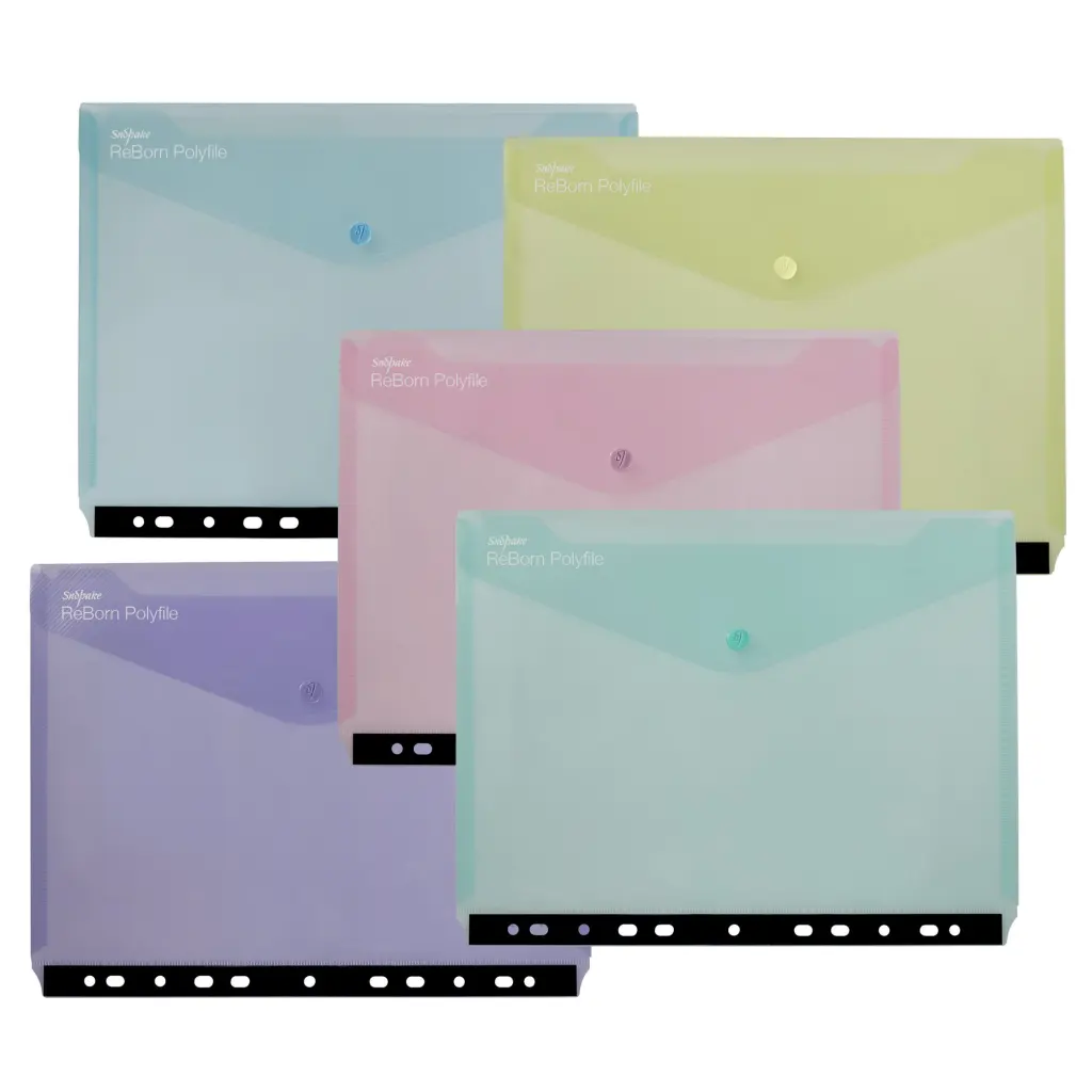 Snopake GRS Reborn Polyfile RingBinder Wallet A4 Pastel Asstd- 5 Files