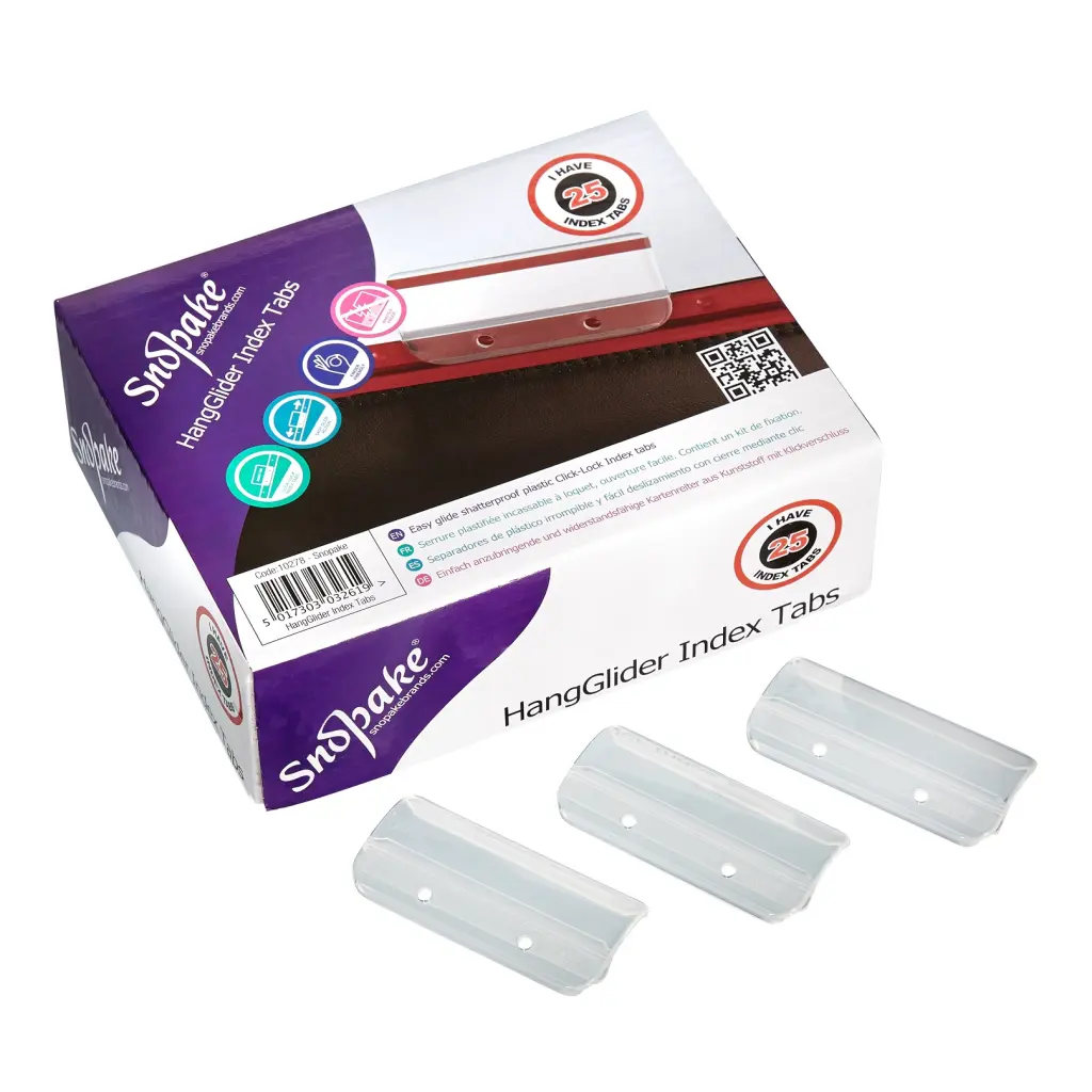 Snopake HangGlider Index Tab Plastic Holders Box of 25- 1 Box