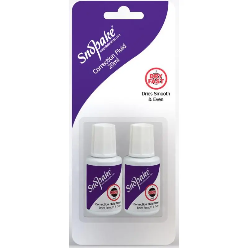 Snopake Hi-Tech Correction Fluid 20ml Blistercard- 10 B/Cards of 2 Bottles 