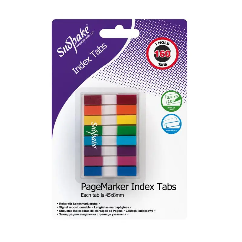 Snopake Index Tab PageMarker Assorted 160 tabs- 12 B/Cards