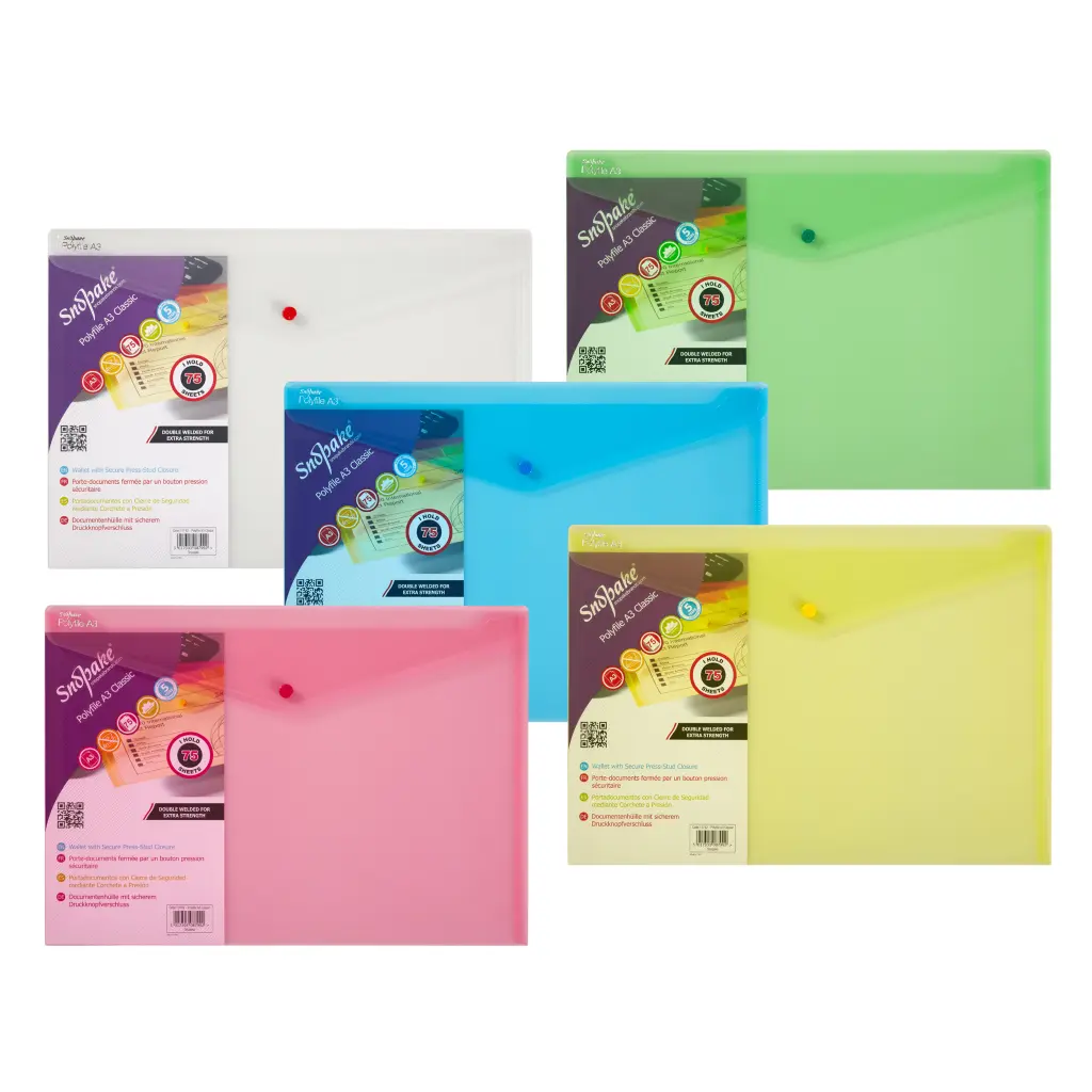 Snopake Polyfile A3 Classic Assorted- 5 Files