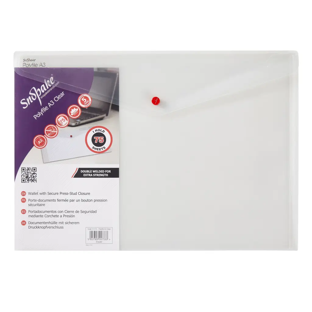Snopake Polyfile A3 Clear- 5 Files