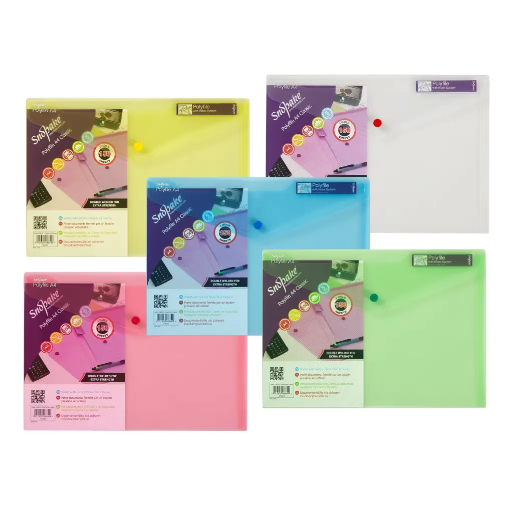Snopake Polyfile A4 Classic Assorted- 5 Files