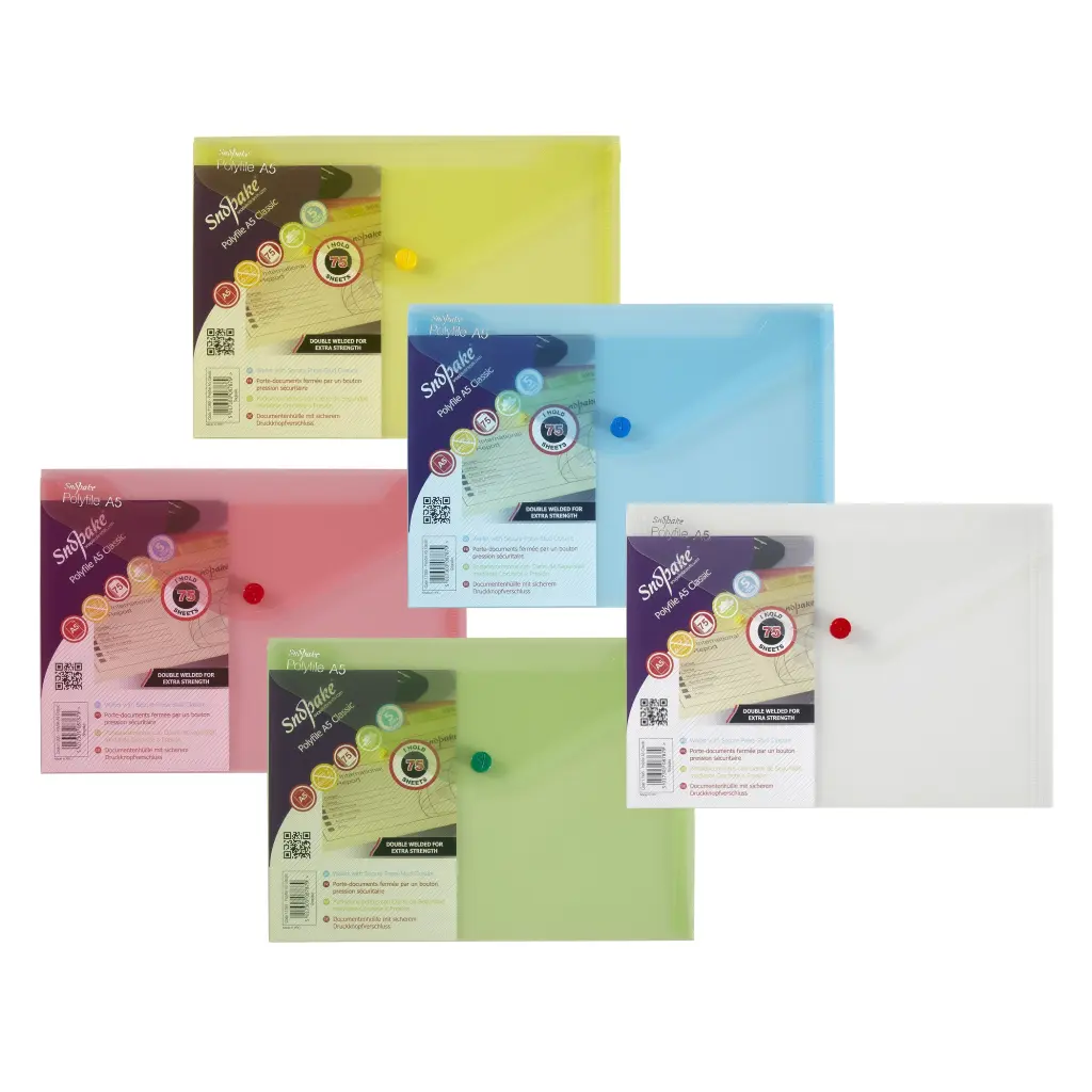 Snopake Polyfile A5 Classic Assorted- 5 Files