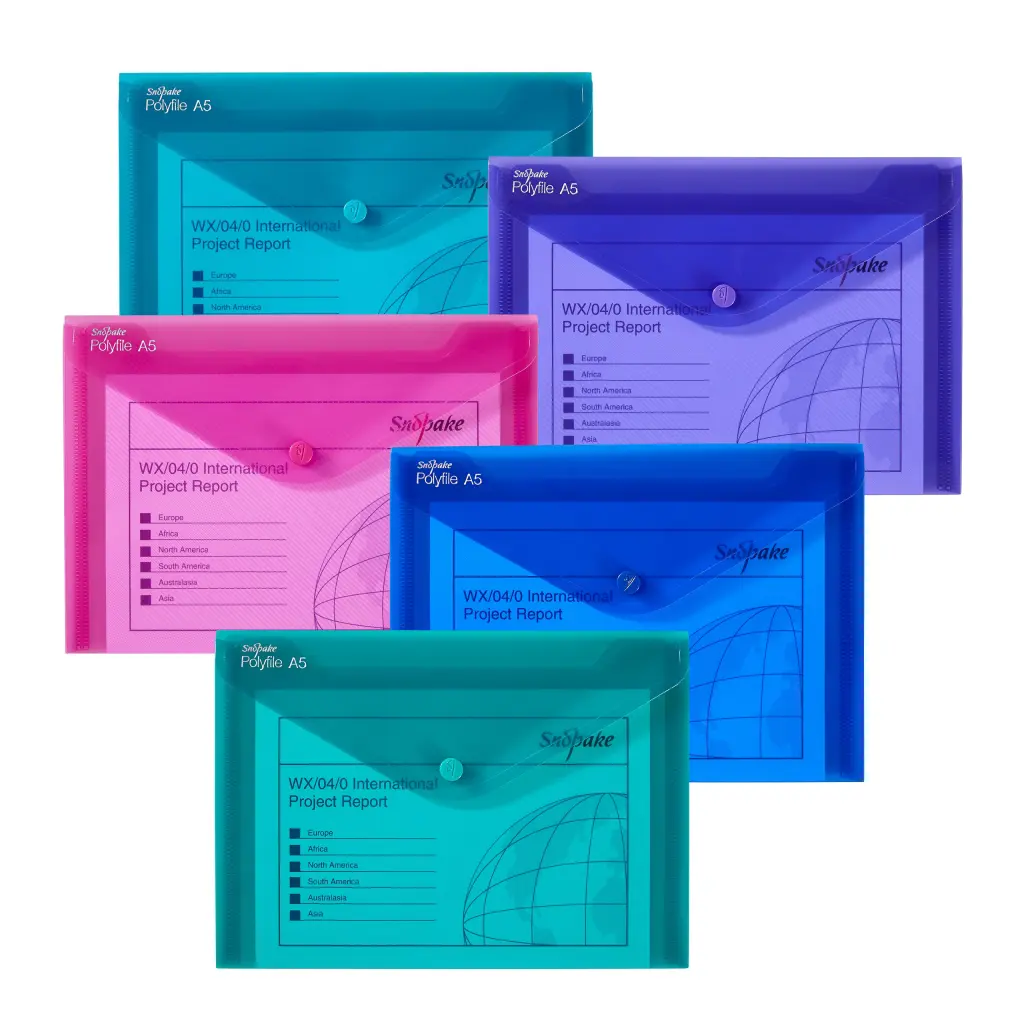 Snopake Polyfile A5 Electra Assorted- 5 Files