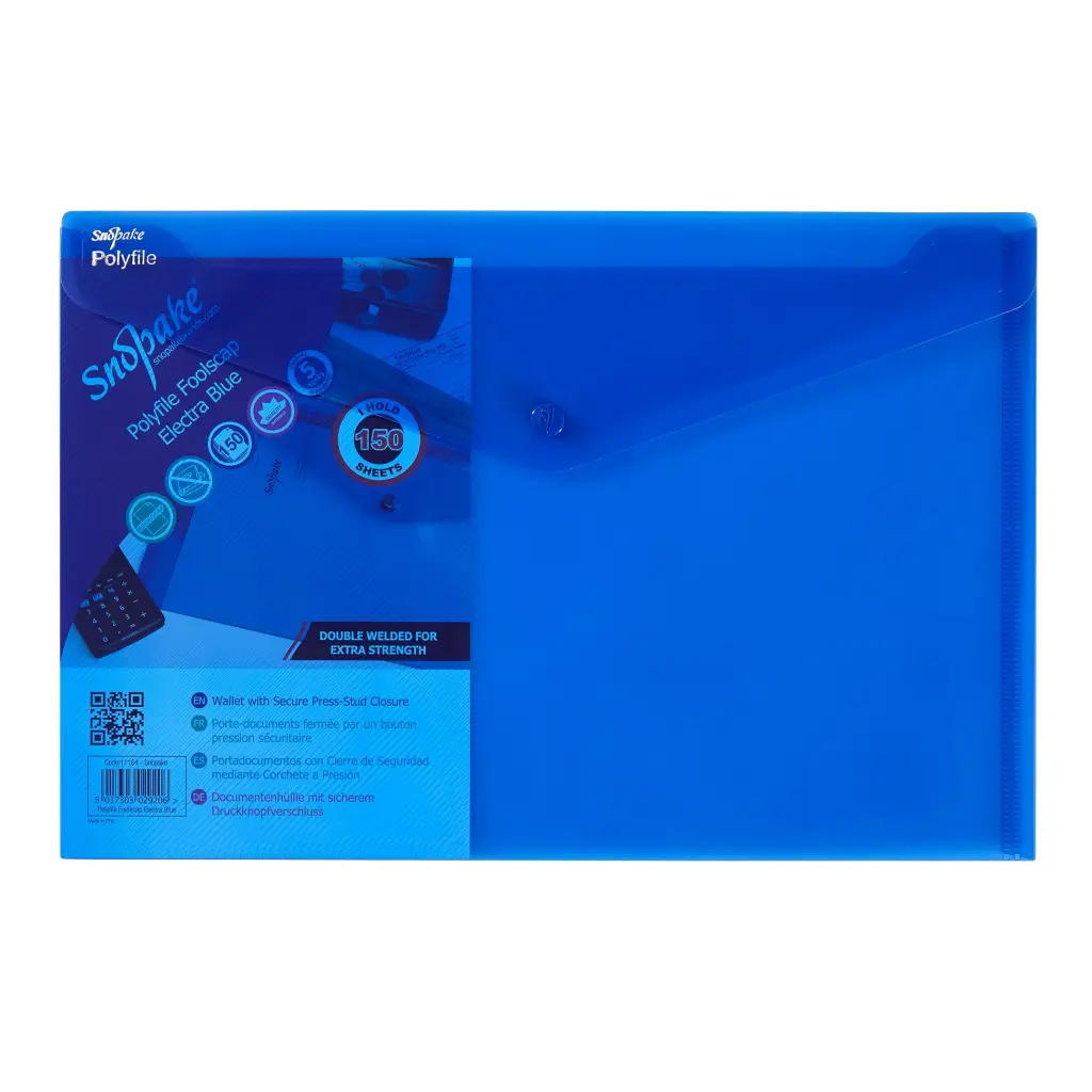 Snopake Polyfile Foolscap Electra Blue- 5 Files