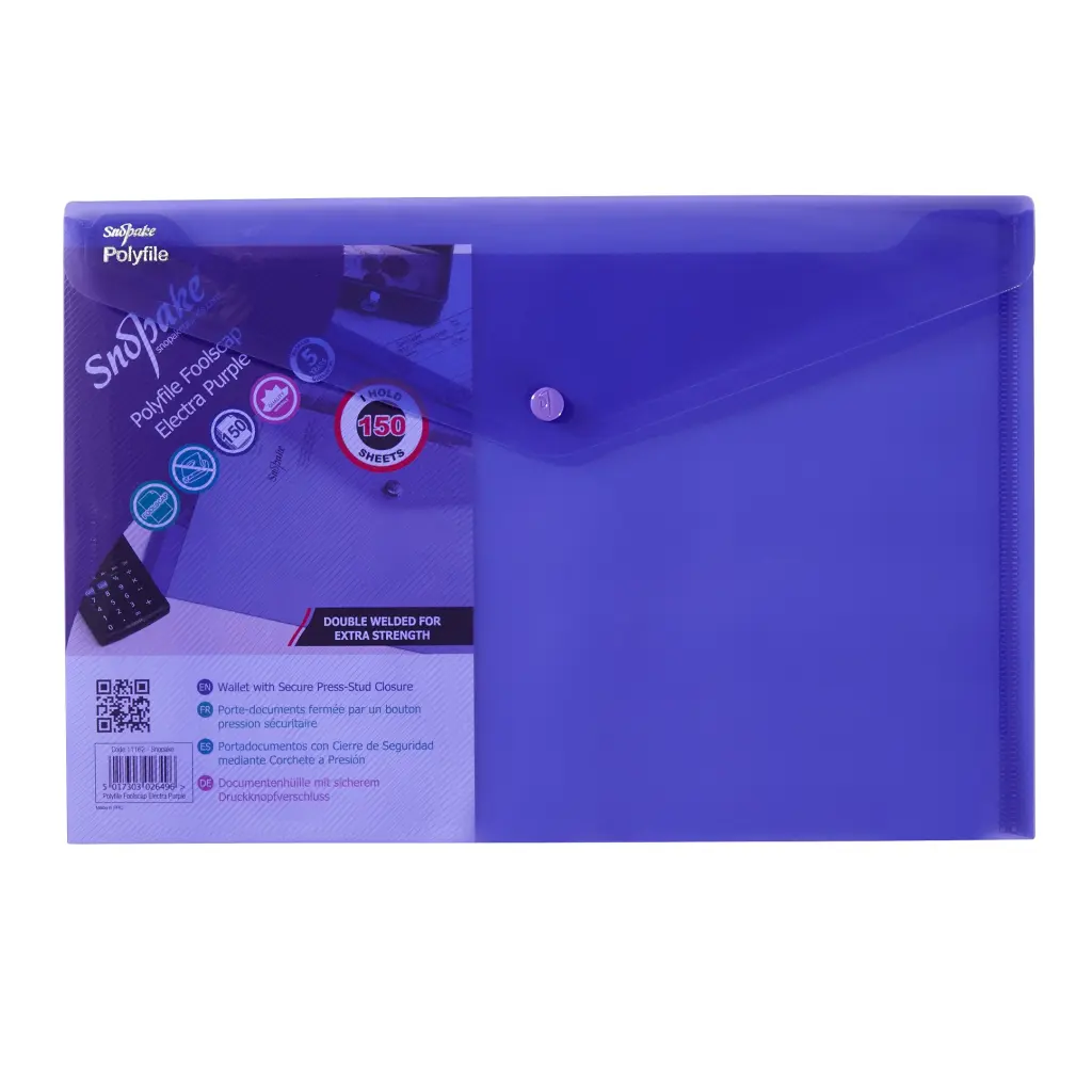 Snopake Polyfile Foolscap Electra Purple- 5 Files