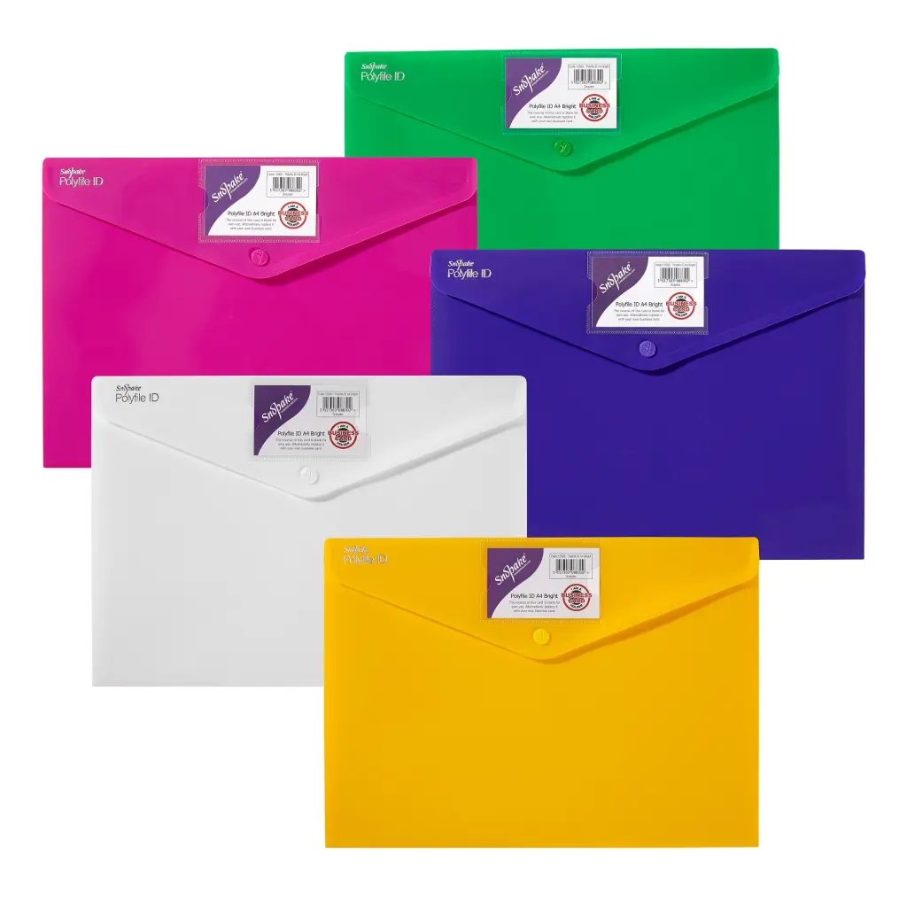 Snopake Polyfile ID A4 Bright Assorted- 5 Files