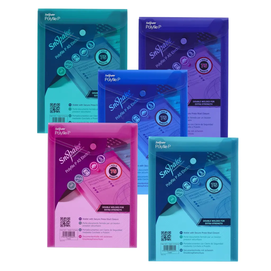 Snopake Polyfile P A5 Electra Assorted- 5 Files