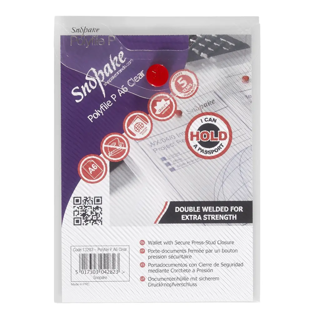 Snopake Polyfile P A6 Clear- 5 Files