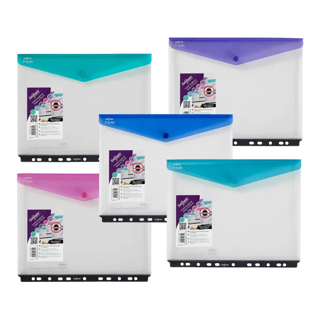 Snopake Polyfile RingBinder Wallet HC A4 Electra Colours- 5 Files