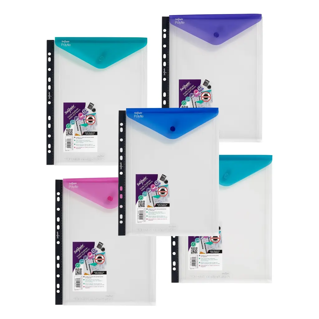 Snopake Polyfile RingBinder Wallet HC/P A4 Electra Colours- 5 Files