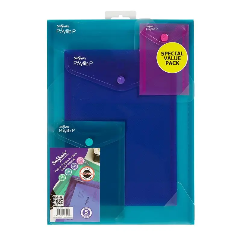 Snopake Portrait Polyfile Pack - 4 Pack - 5 Files