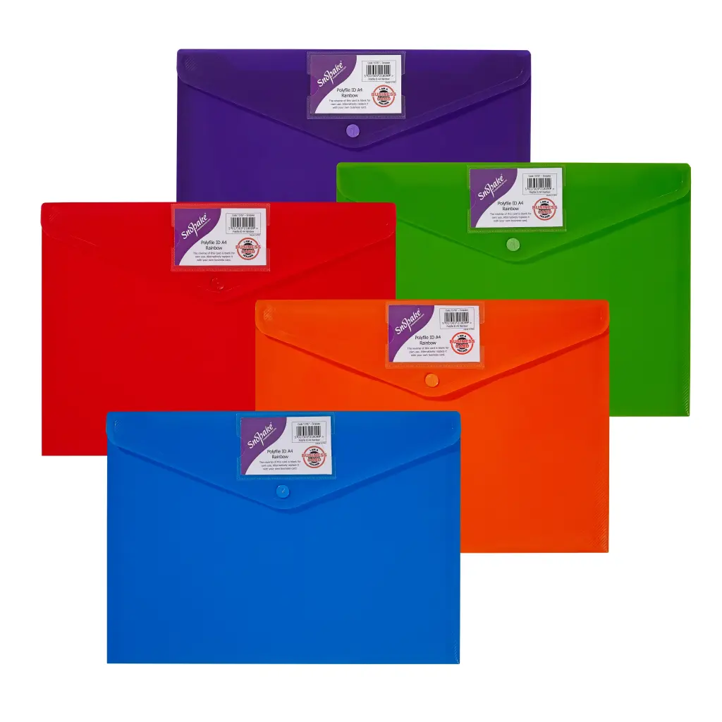 Snopake Rainbow Polyfile ID A4 Assorted- 5 Files