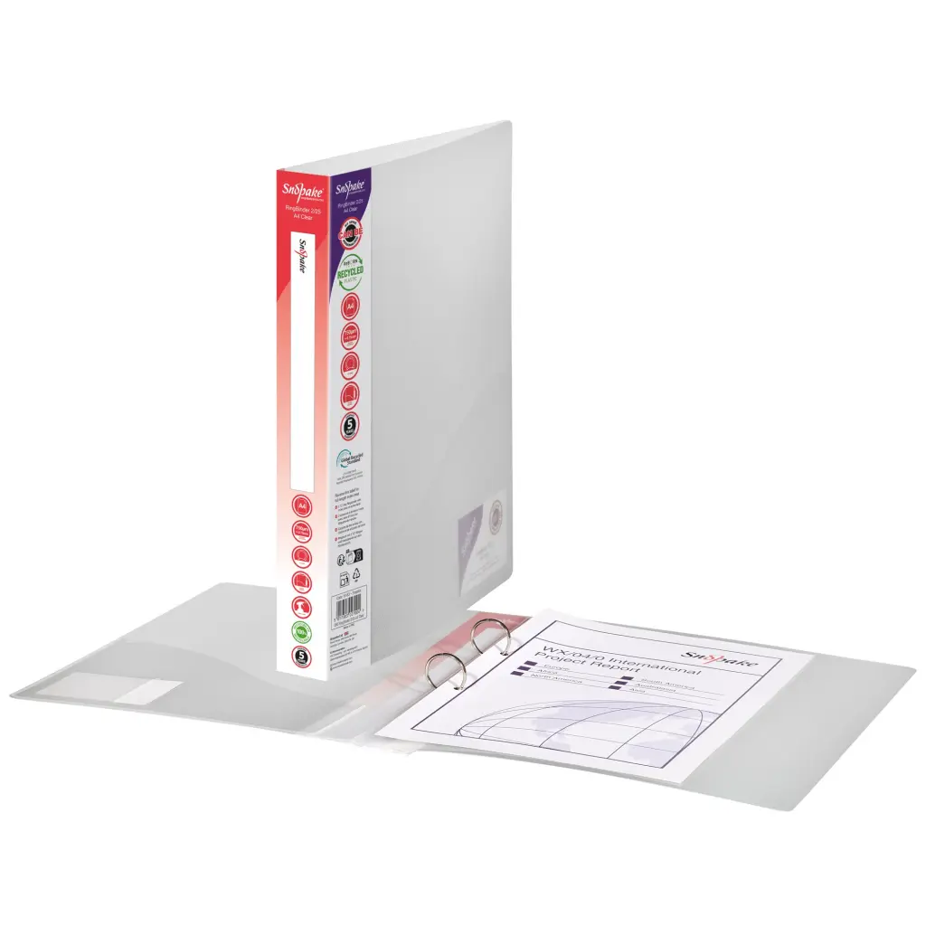 Snopake RingBinder 2/25 'O' Ring A4 Clear- 10 Binders