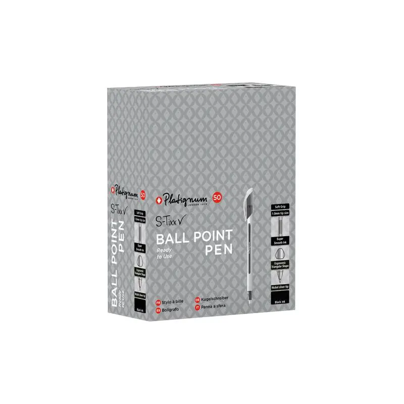 Snopake S-Tixx Black Ball Point Pen - 1 Box of 50 pens