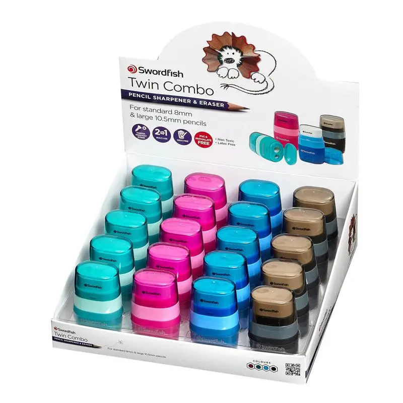 Snopake Twin Combo Sharpener & Eraser CDU- 1 CDU of 20