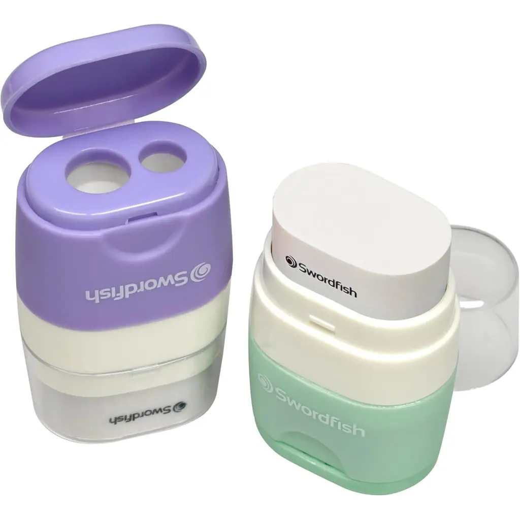 Snopake Twin Combo Sharpener & Eraser Pastel CDU- 1 CDU of 20