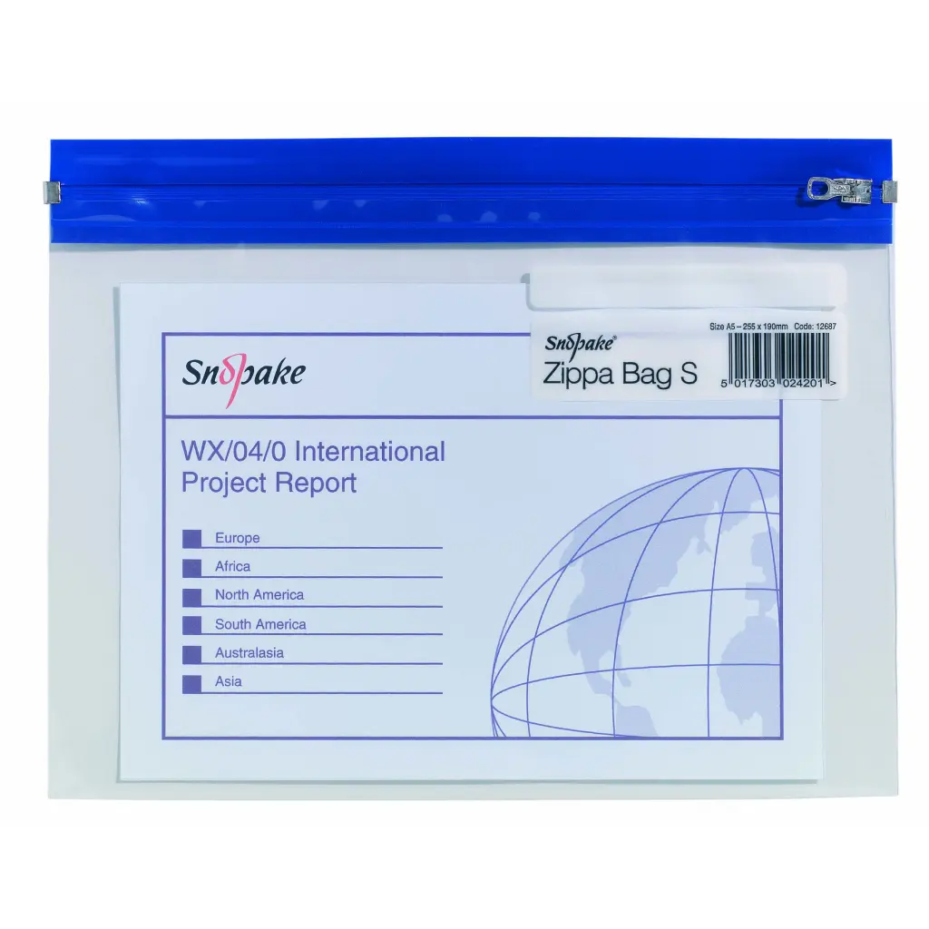 Snopake Zippa Bag 'S' A5 Blue- 25 Bags