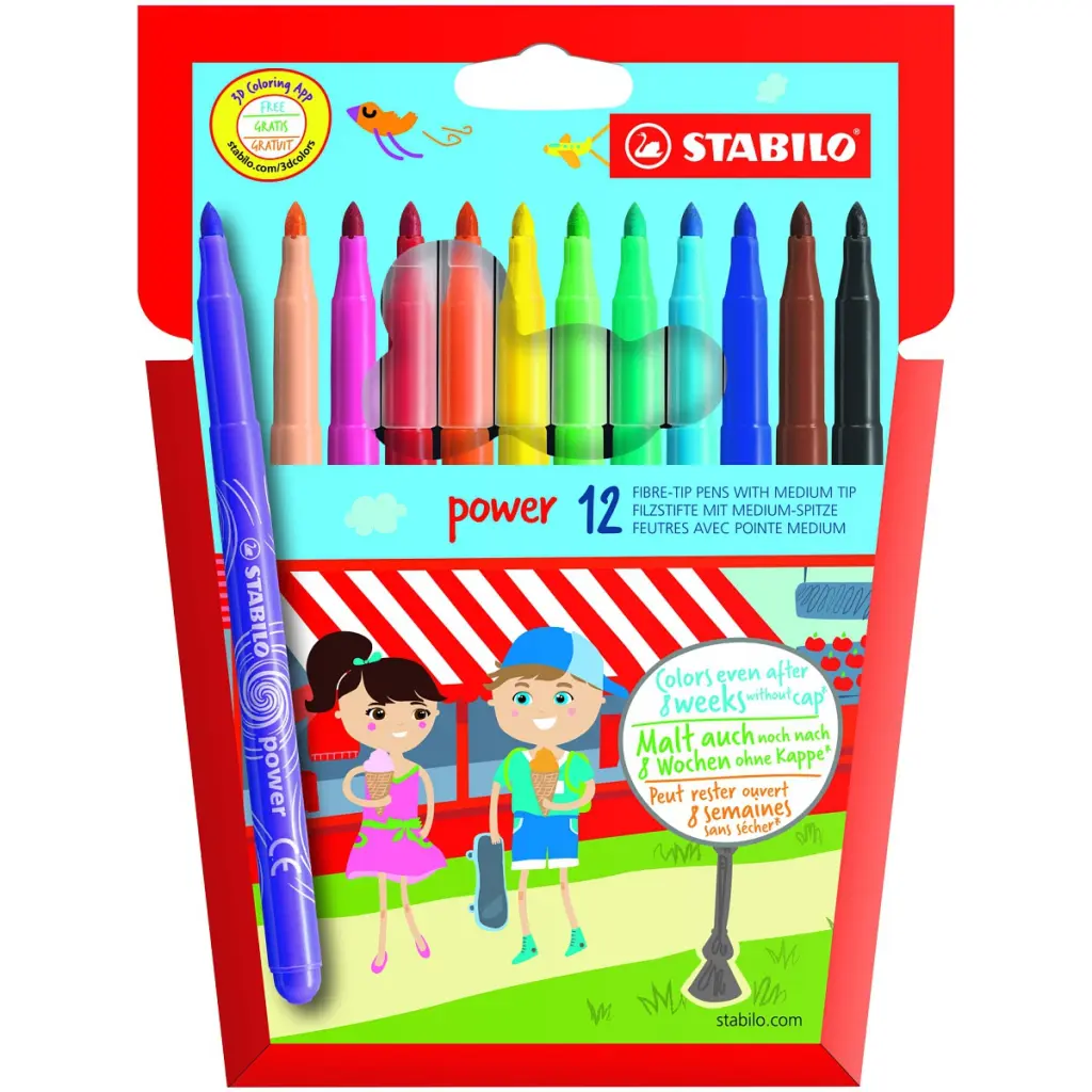 Stabilo Power Felt Tip Pens Assorted Wallet (12)