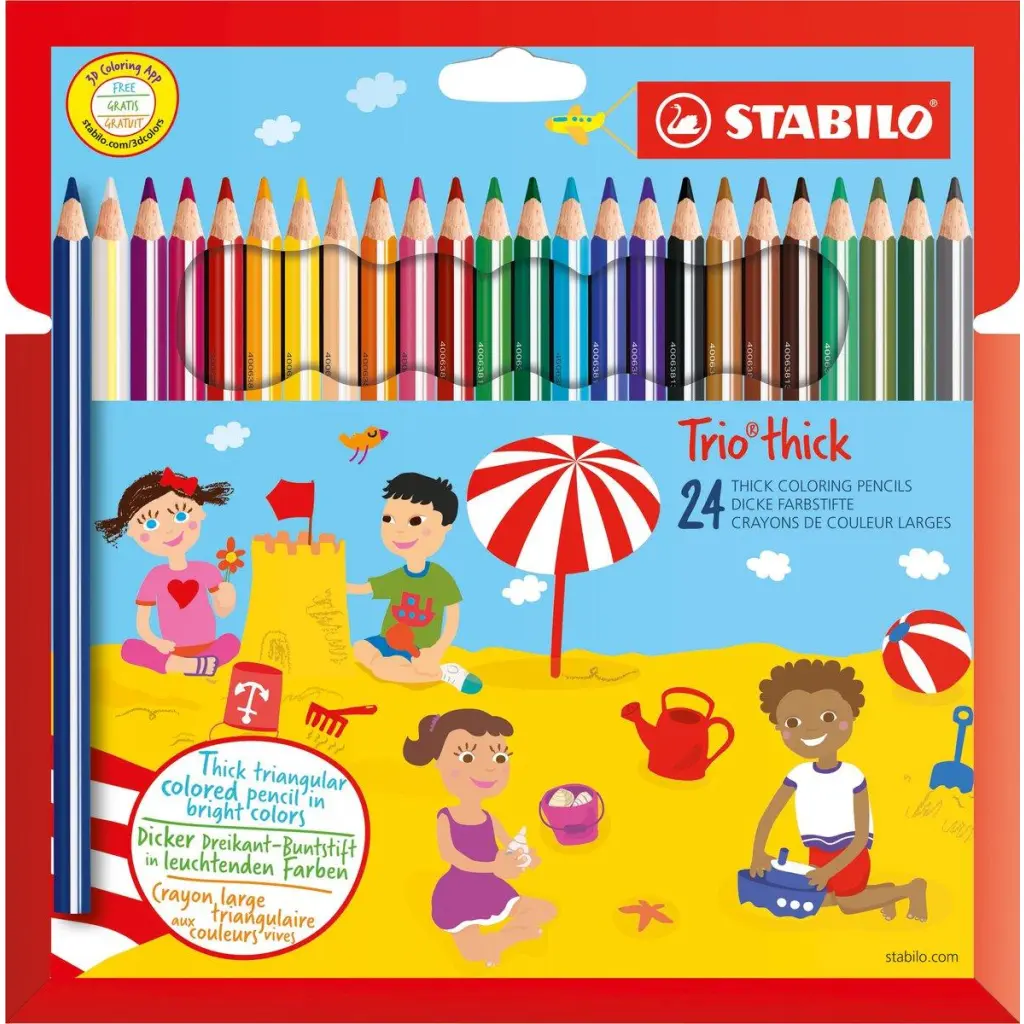Stabilo Trio Thick Triangular Coloured Pencils (24)