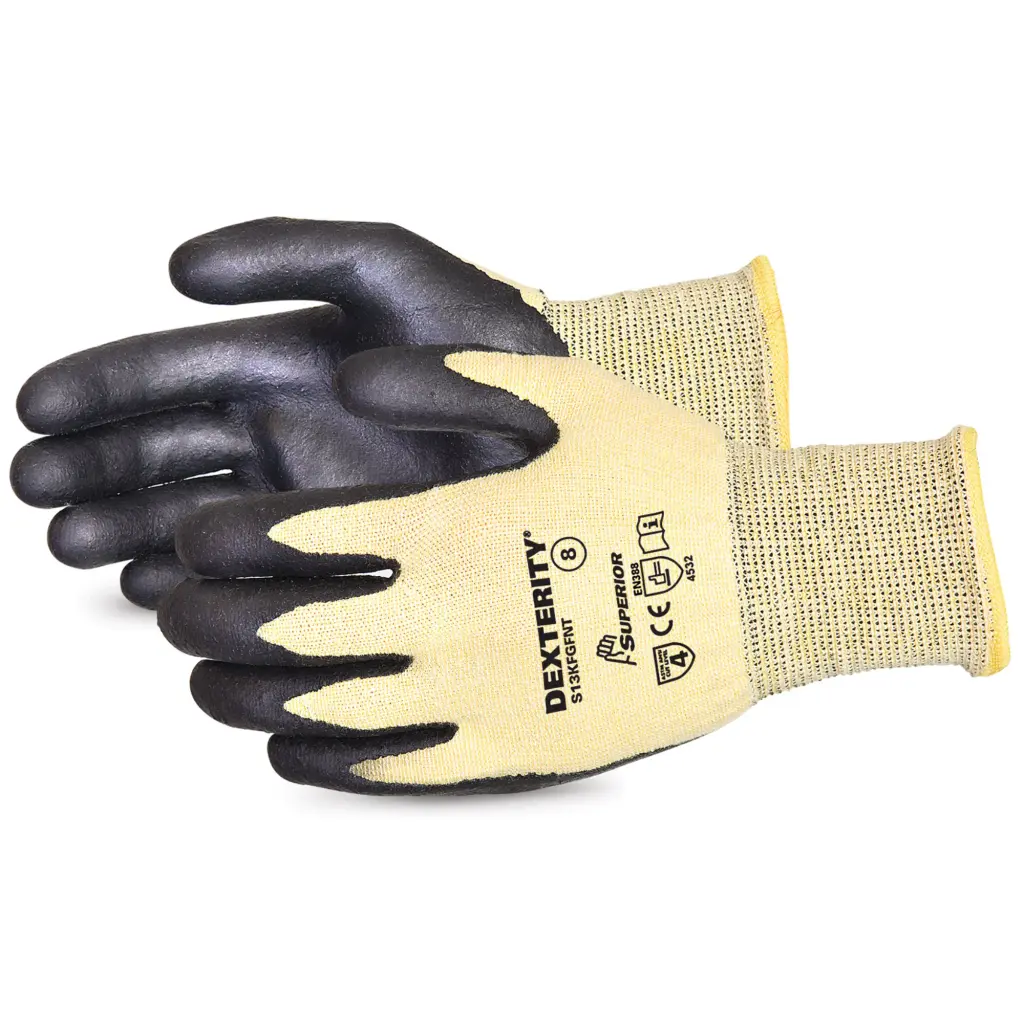 Superior Glove Dexterity® Nitrile Palm-Coated Cut-Resistant String-Knit Glove Black 11