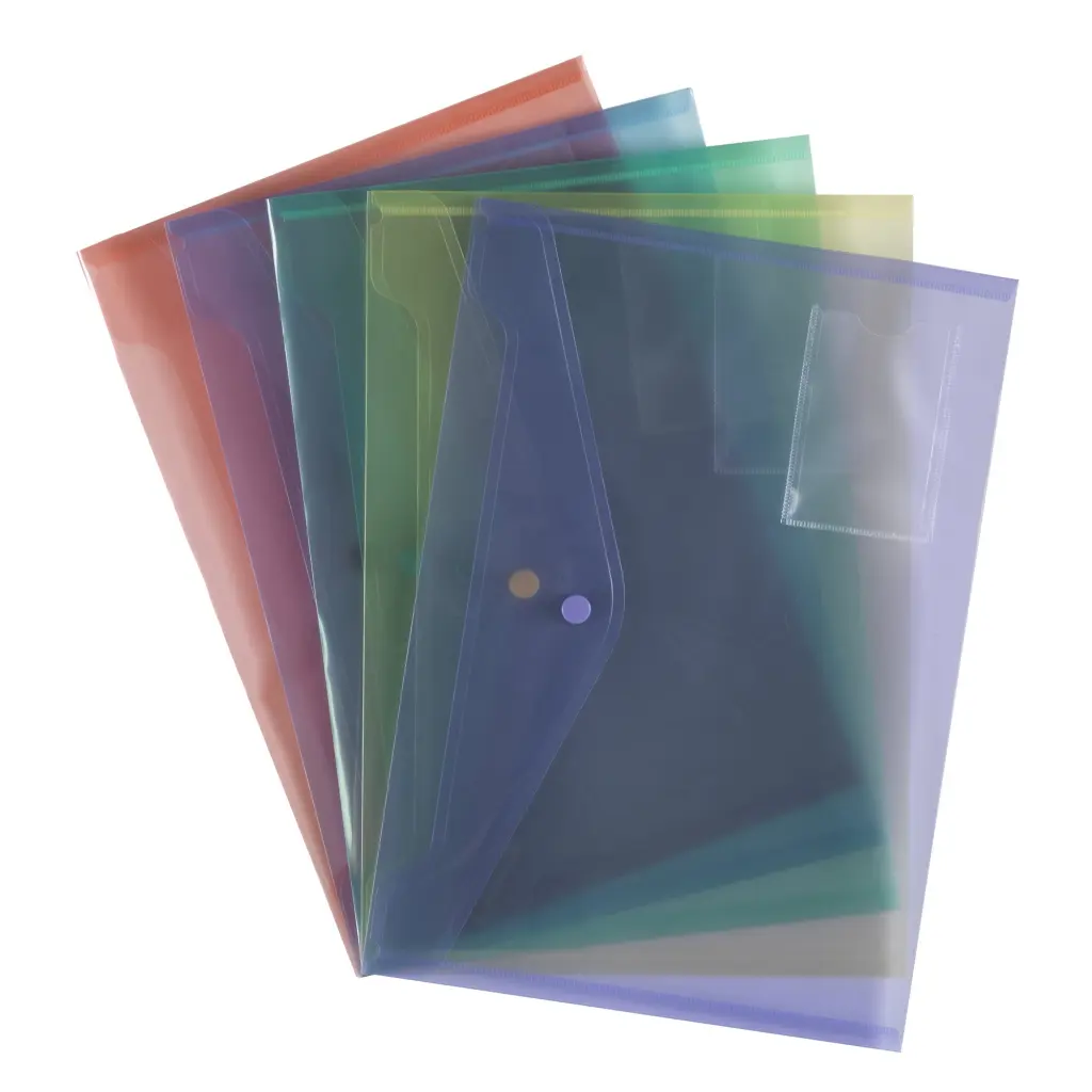 UP A4 Assorted Colour Popper Wallets (5)  