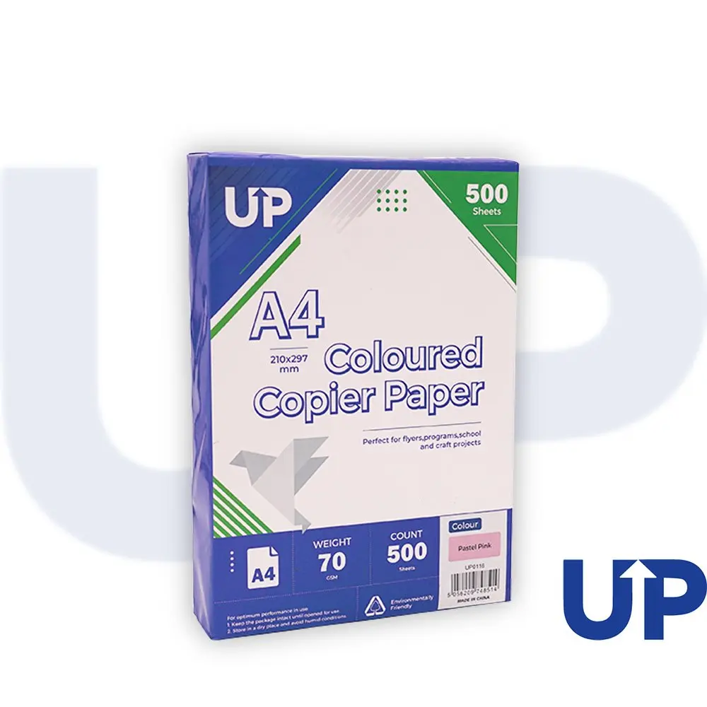 UP Coloured A4 Copier Paper 70GSM Pastel Pink - 500 sheets