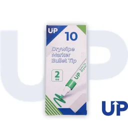 UP Drywipe Bullet Tip Marker Green Pack of 10
