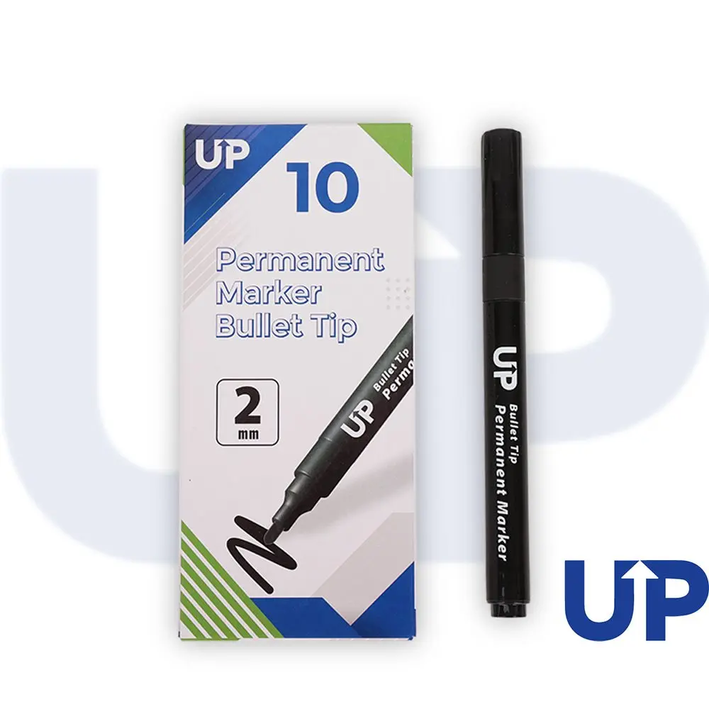 UP Permanent Marker Bullet Tip Black (10)