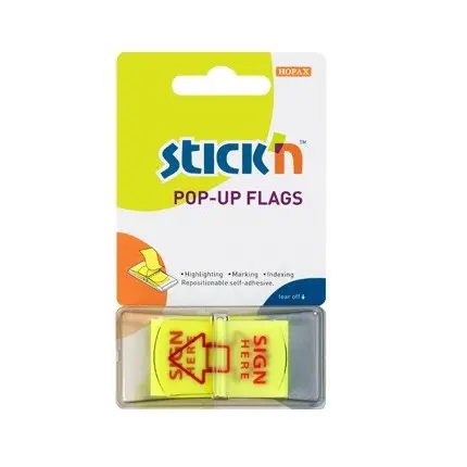 UP Popup Flags 25mm Yellow Sign Here Tabs (50)