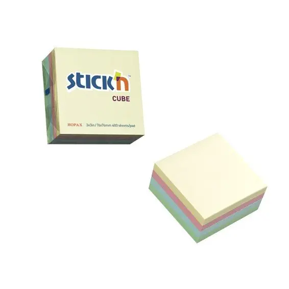 UP Repositionable Notes Cube 76x76mm Pastel Assorted