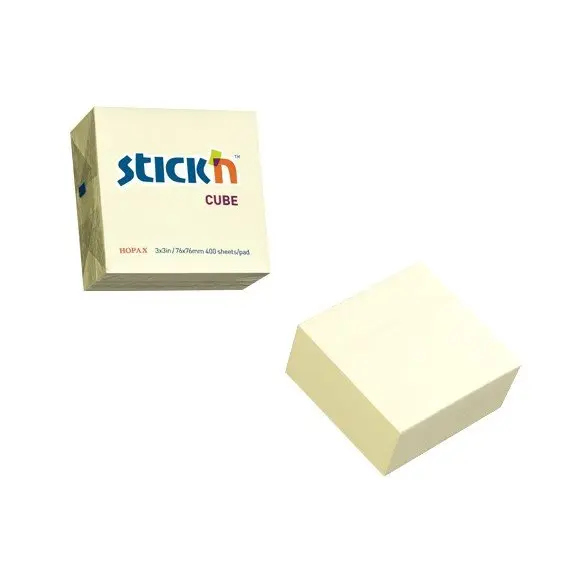 UP Repositionable Notes Cube Pastel Yellow (1)