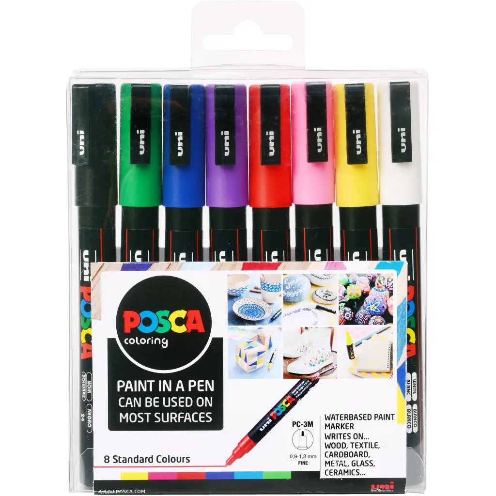 Uni-ball Posca PC-3M Paint Markers Fine Assorted Pack of 8