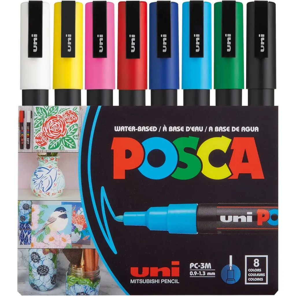 Uni-ball Posca PC-3M Paint Markers Medium Assorted Pack of 8