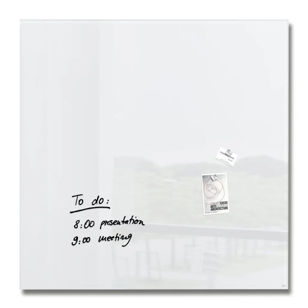 Wall Mounted Magnetic Glass Board 1000x1000x18mm - Super White