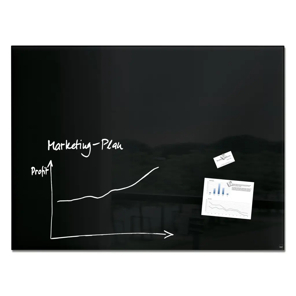 Wall Mounted Magnetic Glass Board 1200x900x18mm - Black