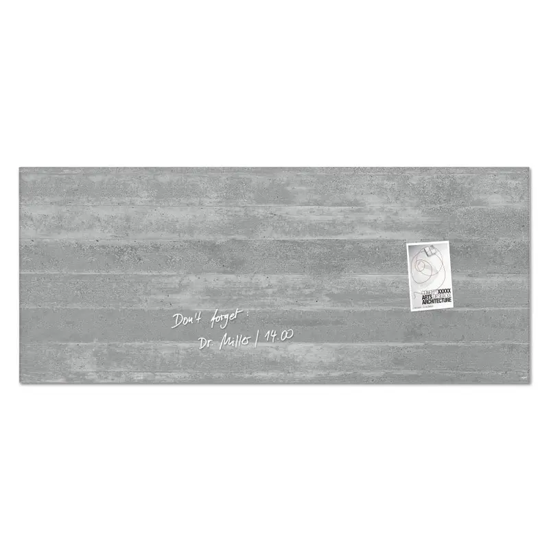 Wall Mounted Magnetic Glass Board 1300x550x18mm - Fairfaced Concrete Design