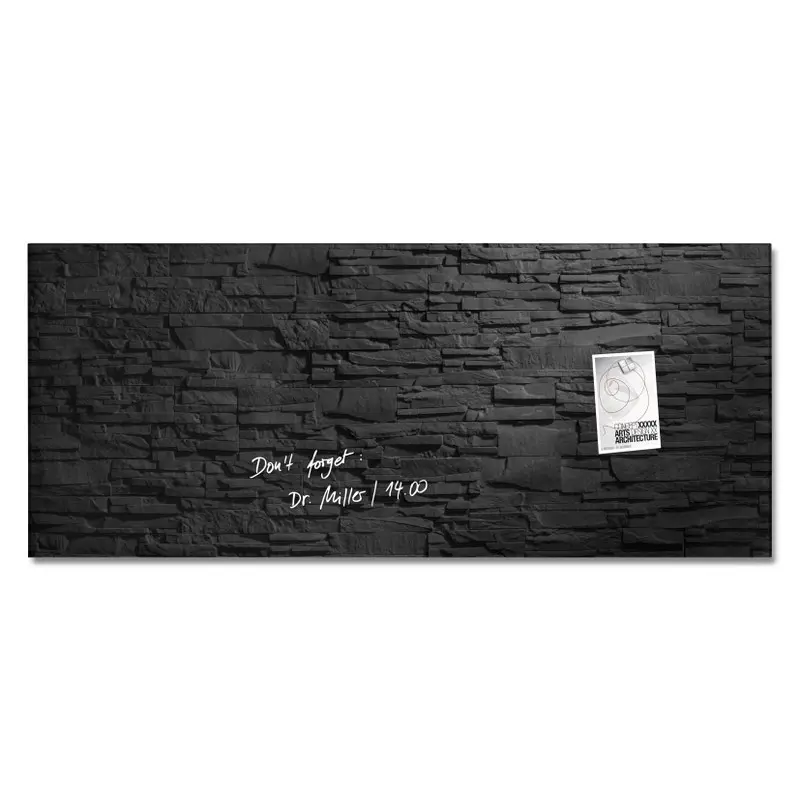 Wall Mounted Magnetic Glass Board 1300x550x18mm - Slate