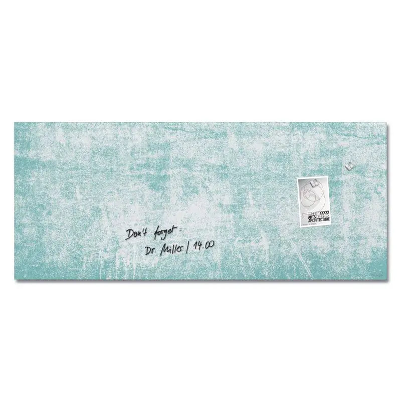 Wall Mounted Magnetic Glass Board 1300x550x18mm - Turquoise Wall Matt