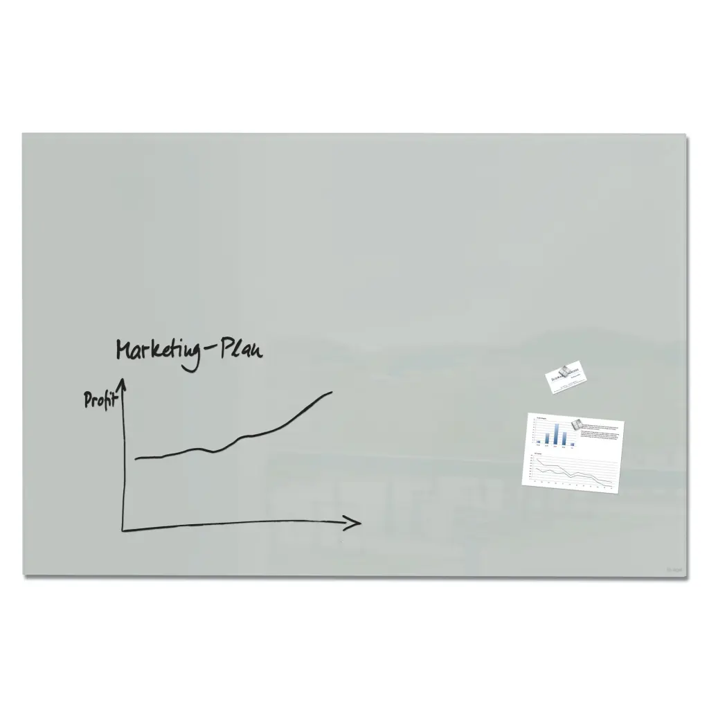 Wall Mounted Magnetic Glass Board 1500x1000x18mm - Grey