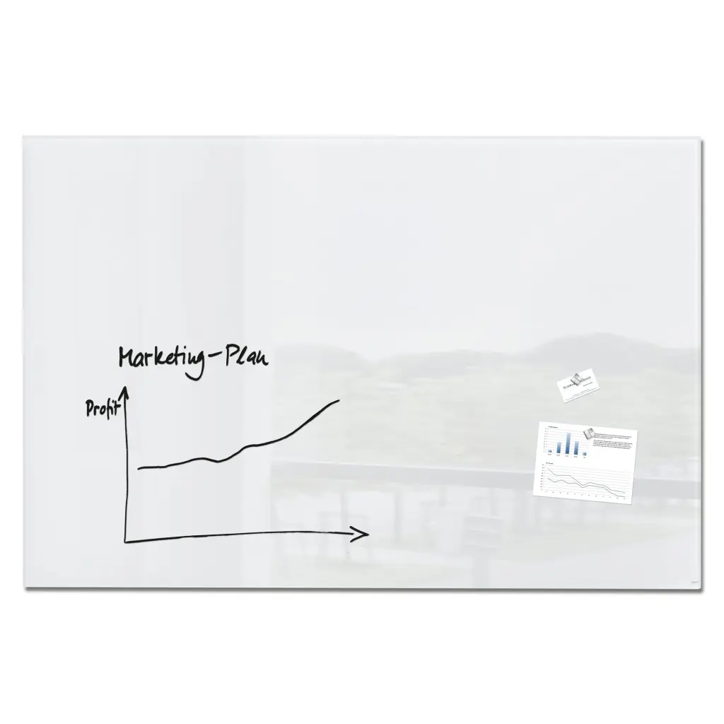 Wall Mounted Magnetic Glass Board 1500x1000x18mm - Super White
