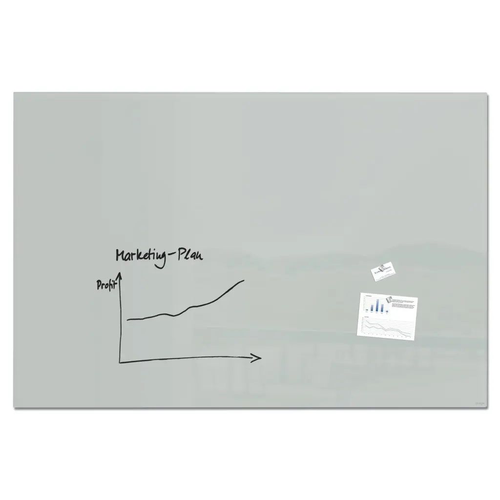 Wall Mounted Magnetic Glass Board 1800x1200x18mm - Grey