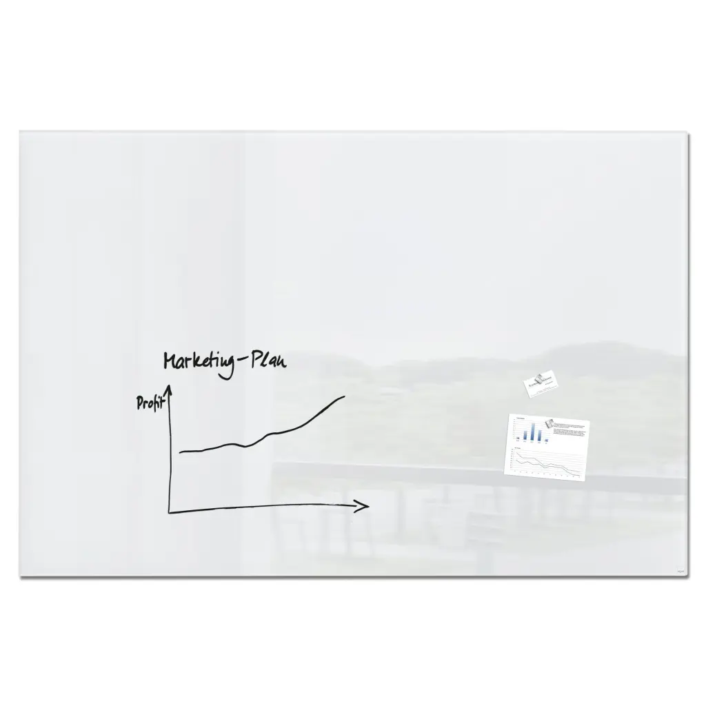 Wall Mounted Magnetic Glass Board 1800x1200x18mm - Super White