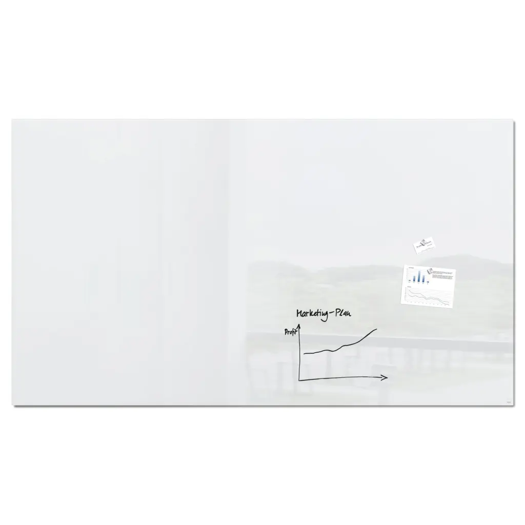 Wall Mounted Magnetic Glass Board 2400x1200x18mm - Super White