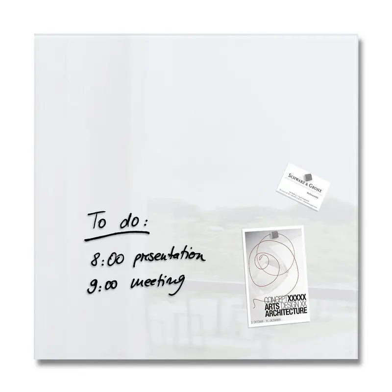 Wall Mounted Magnetic Glass Board 450x450x9mm- Super White - B1100