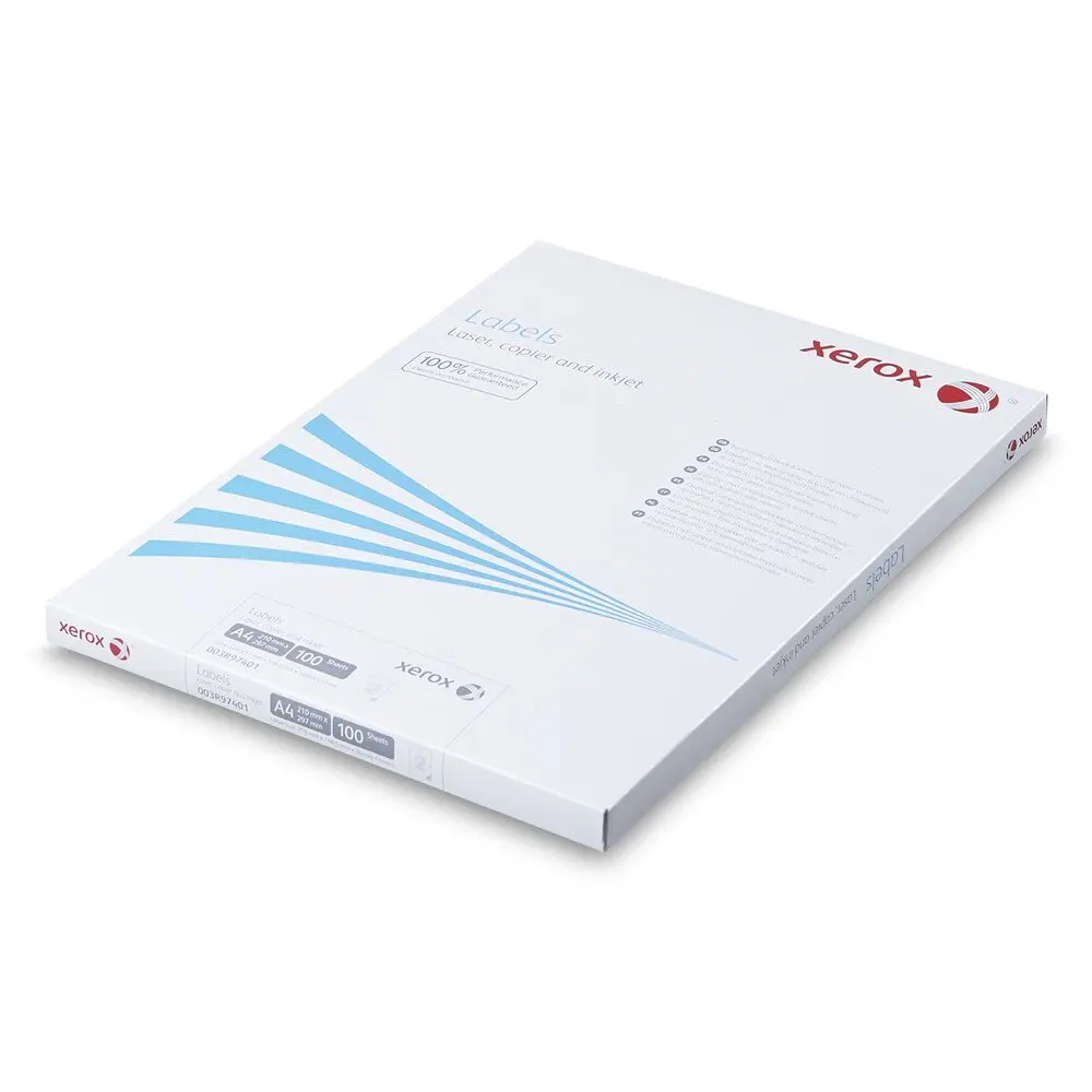 Xerox Monolaser Labels Square Corners Face:FSC4 2Up A4 210X148mm White Permanent Pack 100 003R97401