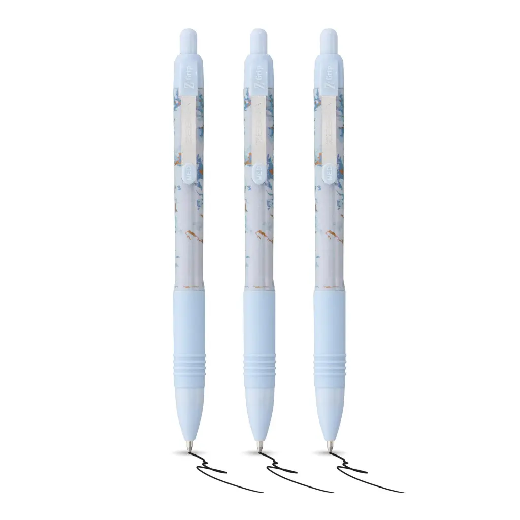 Z-GRIP Smooth Glam Black Ink Ballpoint Pens Blue Marble Pack of 3 - WHILE STOCK LASTS