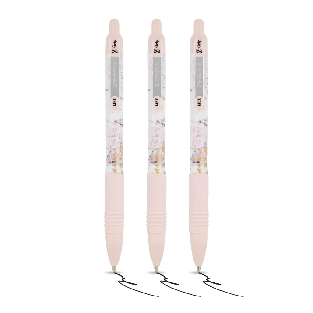 Z-GRIP Smooth Glam Black Ink Ballpoint Pens Pink Marble Pack of 3 - WHILE STOCK LASTS